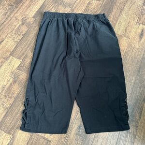 Kenneth Too! Capri Pants Womens 2XL Black Cotton Blend Elastic Waist Pockets